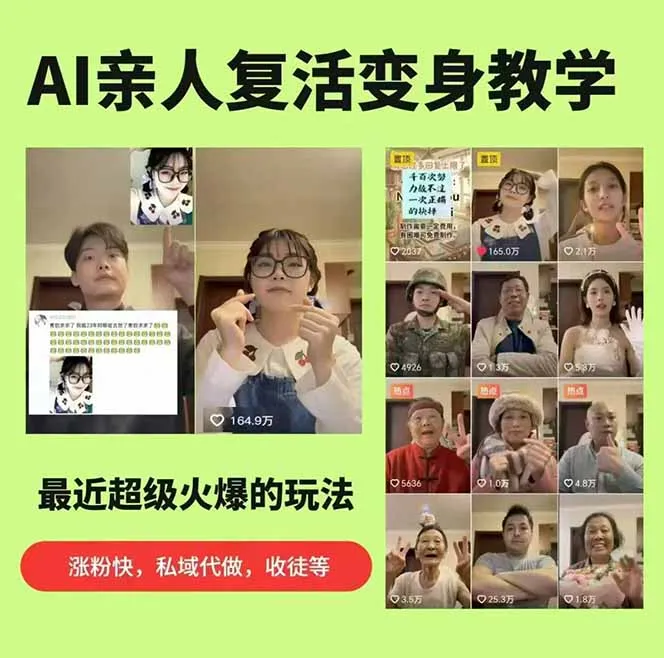 思念亲人AI视频教程：亲人复活+人物替换技术，条条几万赞爆款作品制作