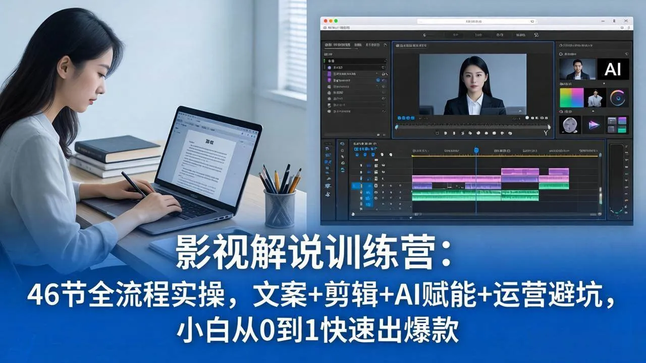 （18053期）影视解说特训营：46节全流程实操，文案+剪辑+AI赋能+运营避坑，小白从0到1快速出爆款-温久网络