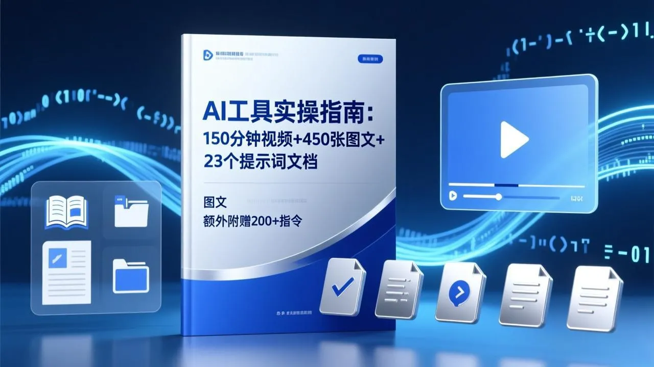 AI工具实操指南：150分钟视频+450张图文+23个提示词文档，额外附赠200+指令-温久网络