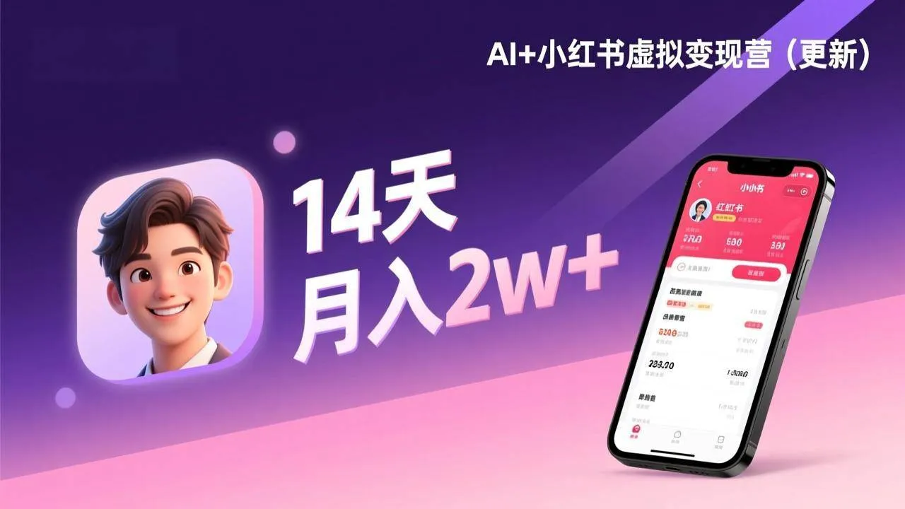 （17275期）AI+小红书虚拟变现营（更新），14天掌握选品、笔记、成交，打造自动化月入2w+事业-温久网络