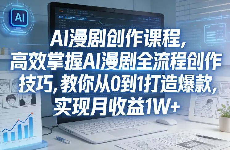 某社群AI漫剧创作课程，高效掌握AI漫剧全流程创作技巧，教你从0到1打造爆款，实现月收益1W+-温久网络