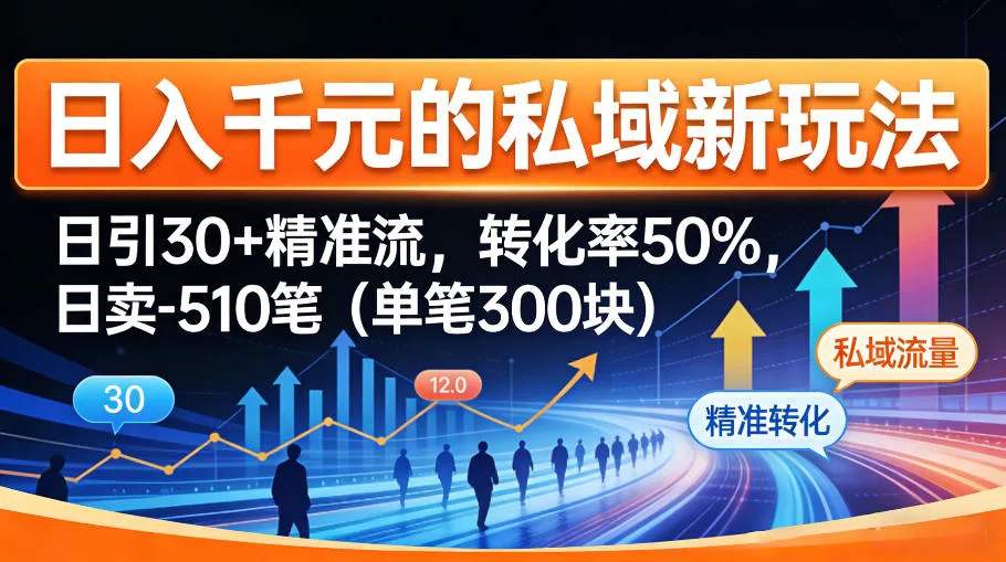 日入千米的私域新玩法：日引30＋精准流，转化率50%，日卖5-10笔（单笔300米）-温久网络