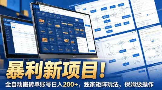 暴利新项目！全自动搬砖单账号日入200+，独家矩阵玩法，保姆级操作【揭秘】-温久网络
