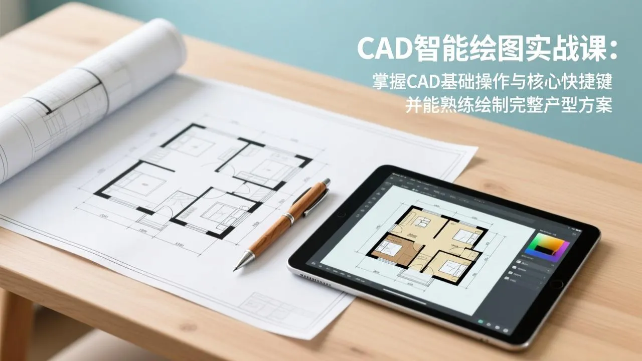 CAD智能绘图实战课：掌握CAD基础操作与核心快捷键，并能熟练绘制完整户型方案-温久网络