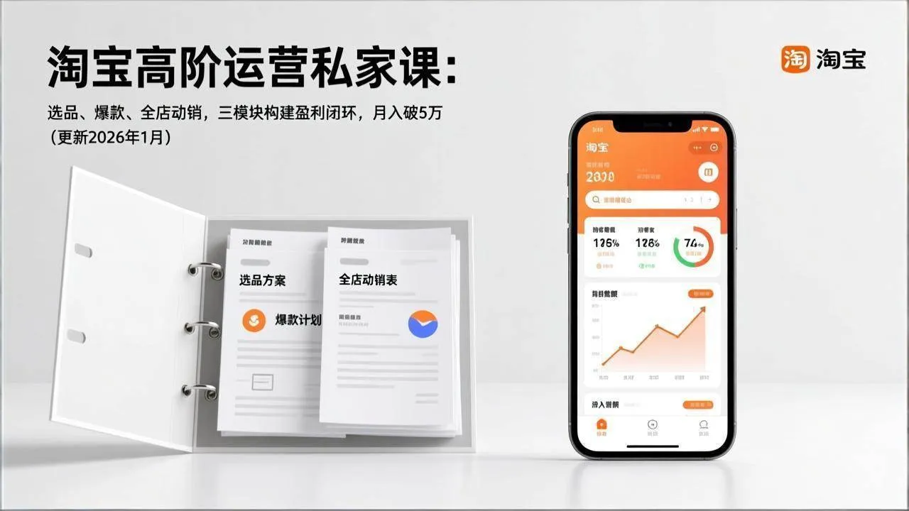 （17280期）淘宝高阶运营私家课：选品、爆款、全店动销，三模块构建盈利闭环，月入破5万（更新26年1月）-温久网络