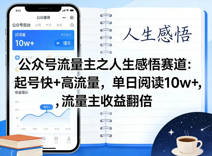 公众号流量主之人生感悟赛道，起号快+高流量，单日阅读10w+，流量主收益翻倍-温久网络