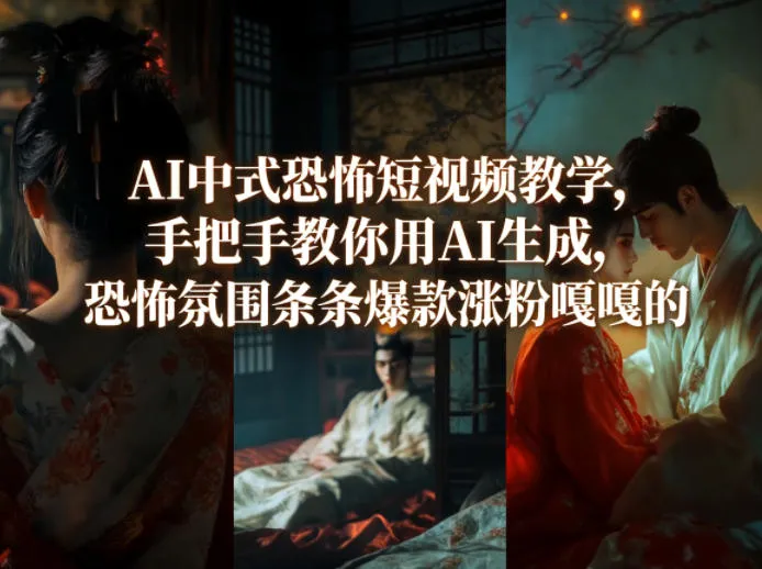 AI中式恐怖短视频教学，手把手教你用AI生成，恐怖氛围条条爆款涨粉嘎嘎的-温久网络