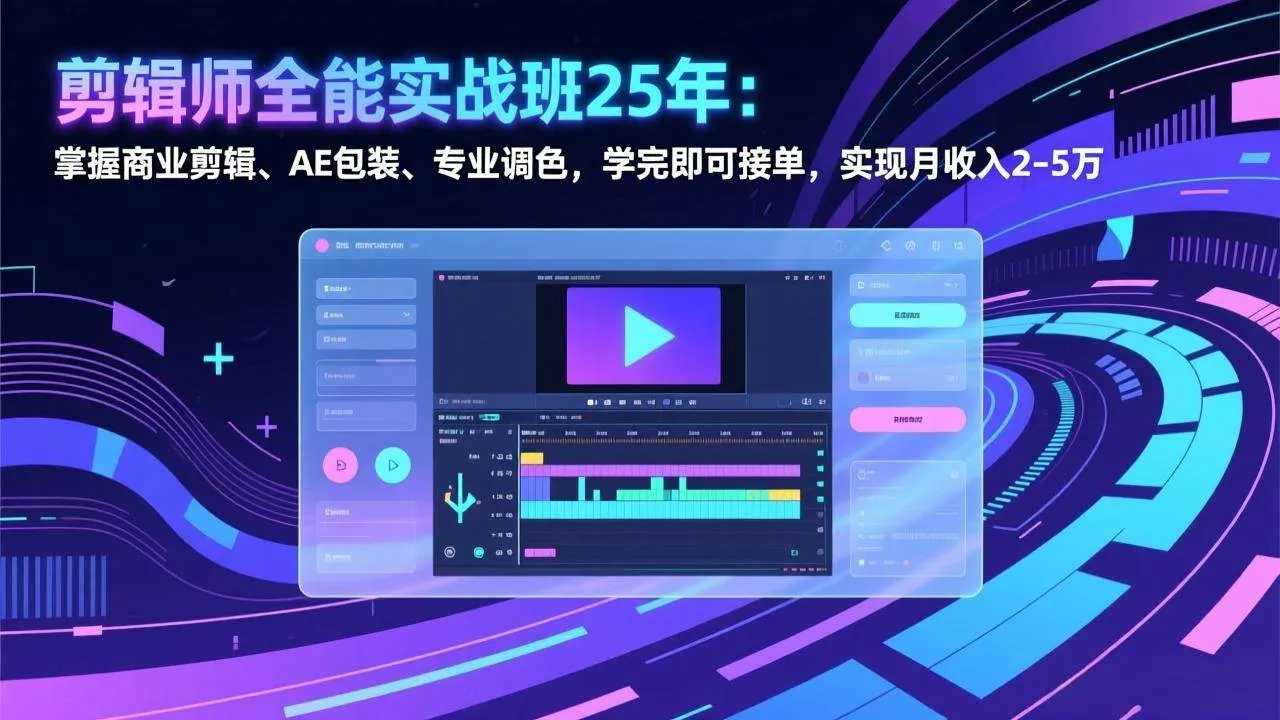 （17294期）剪辑师全能实战班25年：掌握商业剪辑、AE包装、专业调色，学完即可接单，实现月收入2-5万-温久网络