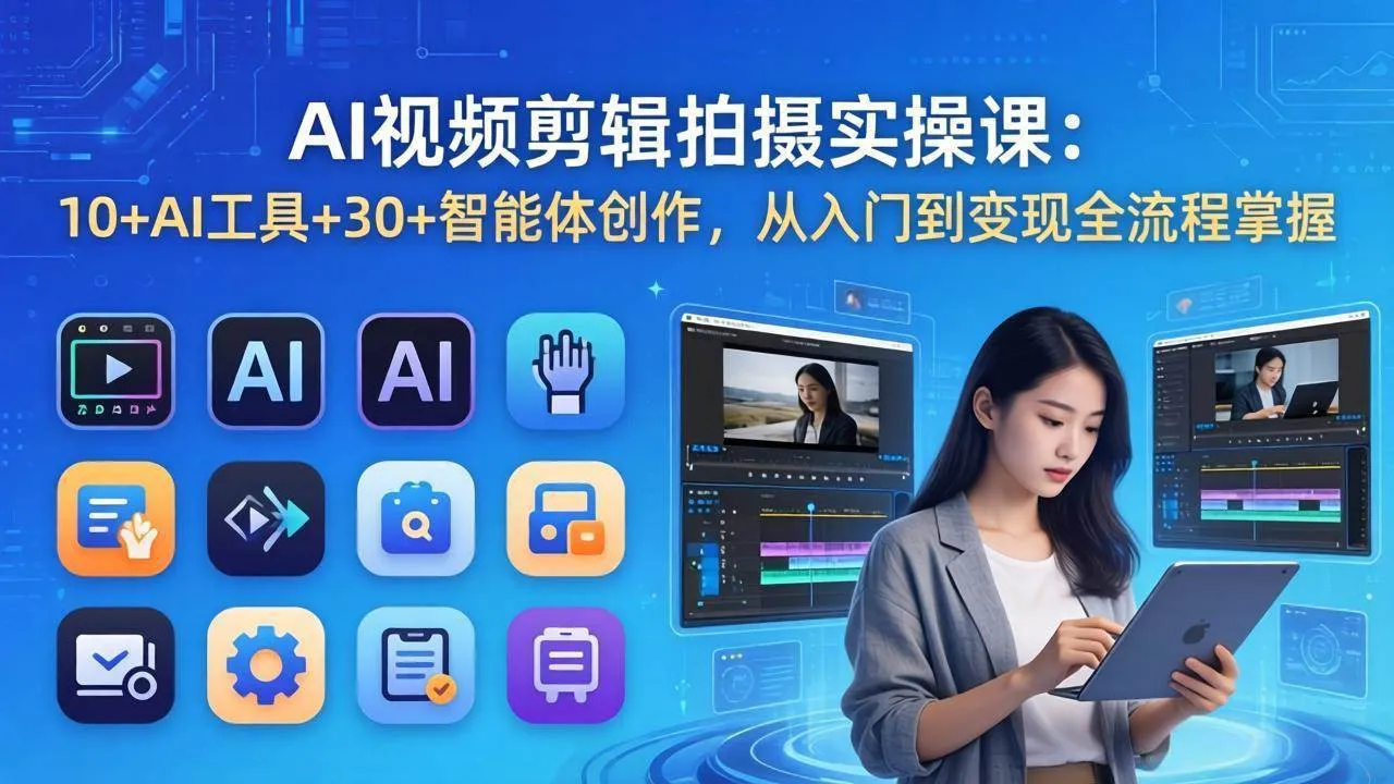 （17818期）AI 视频剪辑拍摄实操课：10+AI工具+30+智能体创作，从入门到变现全流程掌握-温久网络