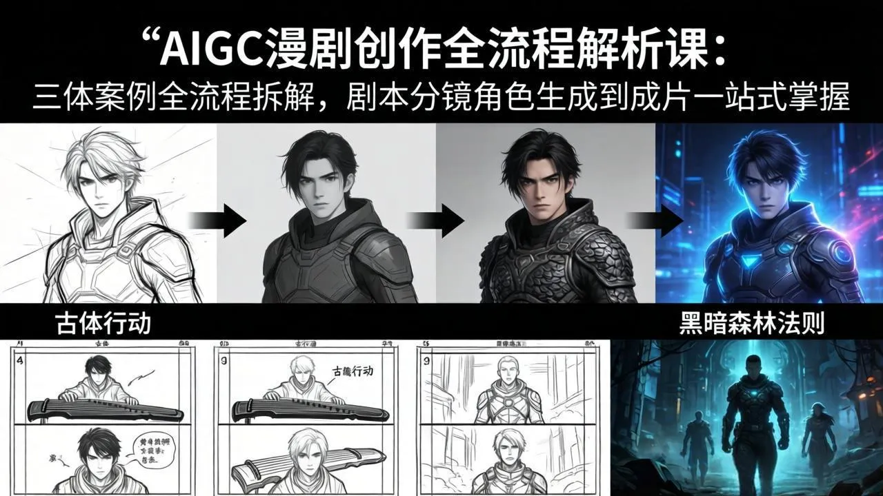 AIGC漫剧创作全流程解析课：三体案例全流程拆解，剧本分镜角色生成到成片一站式掌握-温久网络