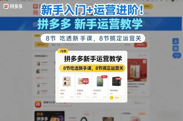 新手入门+运营进阶！拼多多新手运营教学，8节吃透新手课，8节搞定运营关-温久网络