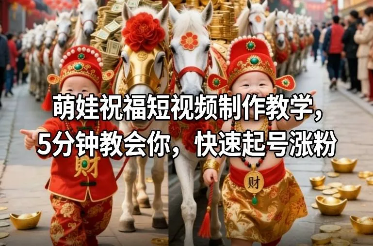 萌娃祝福短视频制作教学，5分钟教会你，快速起号涨粉-温久网络