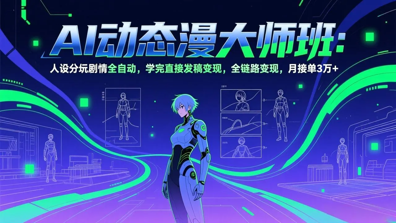 AI动态漫剧大师班：人设分镜剧情全自动，学完直接发稿变现，全链路变现，月接单3万+-温久网络