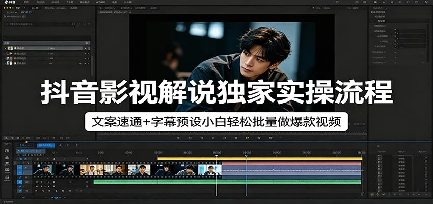 抖音影视解说独家实操流程，文案速通+字幕预设小白轻松批量做爆款视频-温久网络