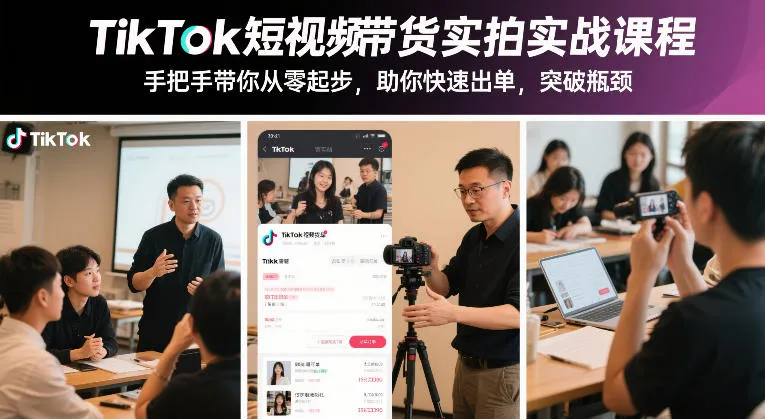 TikTok短视频带货实拍实战课程，手把手带你从零起步，助你快速出单，突破瓶颈-温久网络