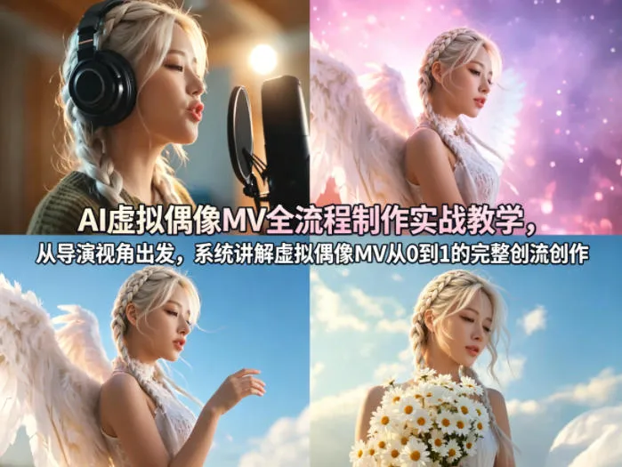 AI虚拟偶像MV全流程制作实战教学，从导演视角出发，系统讲解虚拟偶像MV从0到1的完整创作流程-温久网络