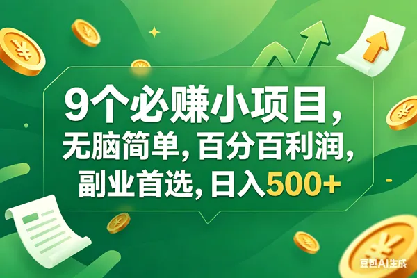 （17963期）9个必赚钱小项目，百分百有利润，无脑简单，副业首选，日入400+-温久网络