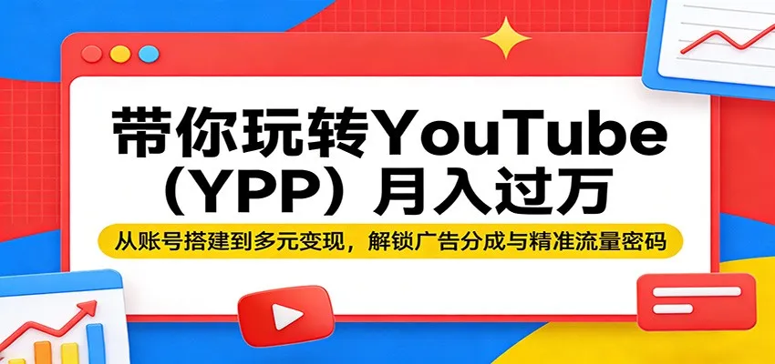 带你玩转YouTube(YPP)月入过万：从账号搭建到多元变现，解锁广告分成与精准流量密码-温久网络