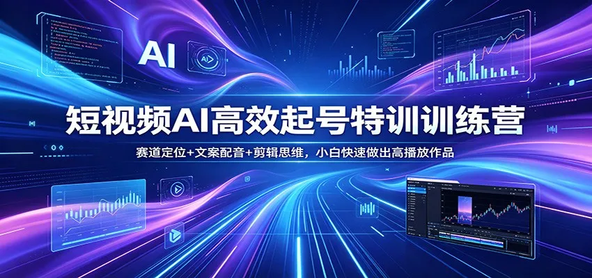 短视频AI高效起号特训训练营：赛道定位+文案配音+剪辑思维，小白快速做出高播放作品-温久网络