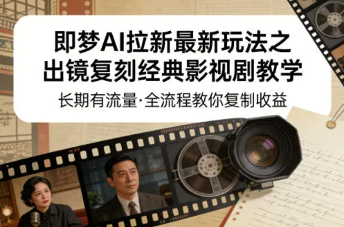 即梦AI拉新最新玩法之出镜复刻经典影视剧教学，长期有流量，全流程教你复制收益-温久网络