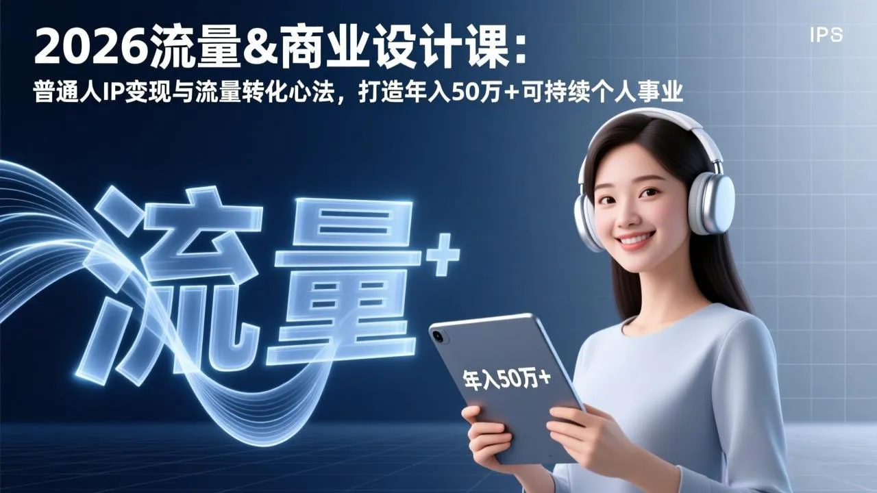 2026流量&商业设计课：普通人IP变现与流量转化心法，打造年入50万+可持续个人事业-温久网络