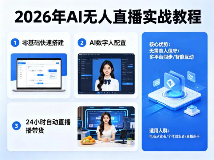 2026年AI无人直播实战教程，零基础也能快速搭建AI数字人无人直播间，实现24小时自动直播带货-温久网络