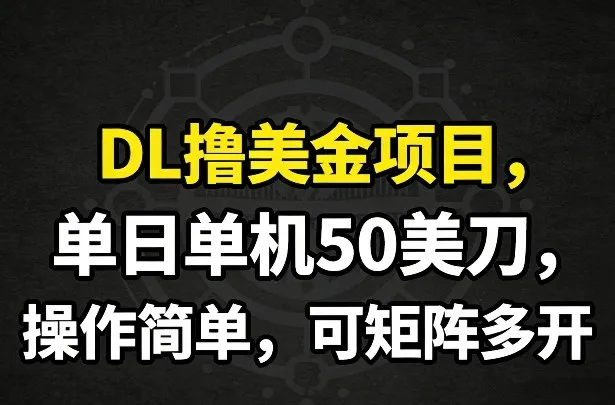 DL撸美金项目，单日单机50美刀，操作简单，可矩阵多开-温久网络