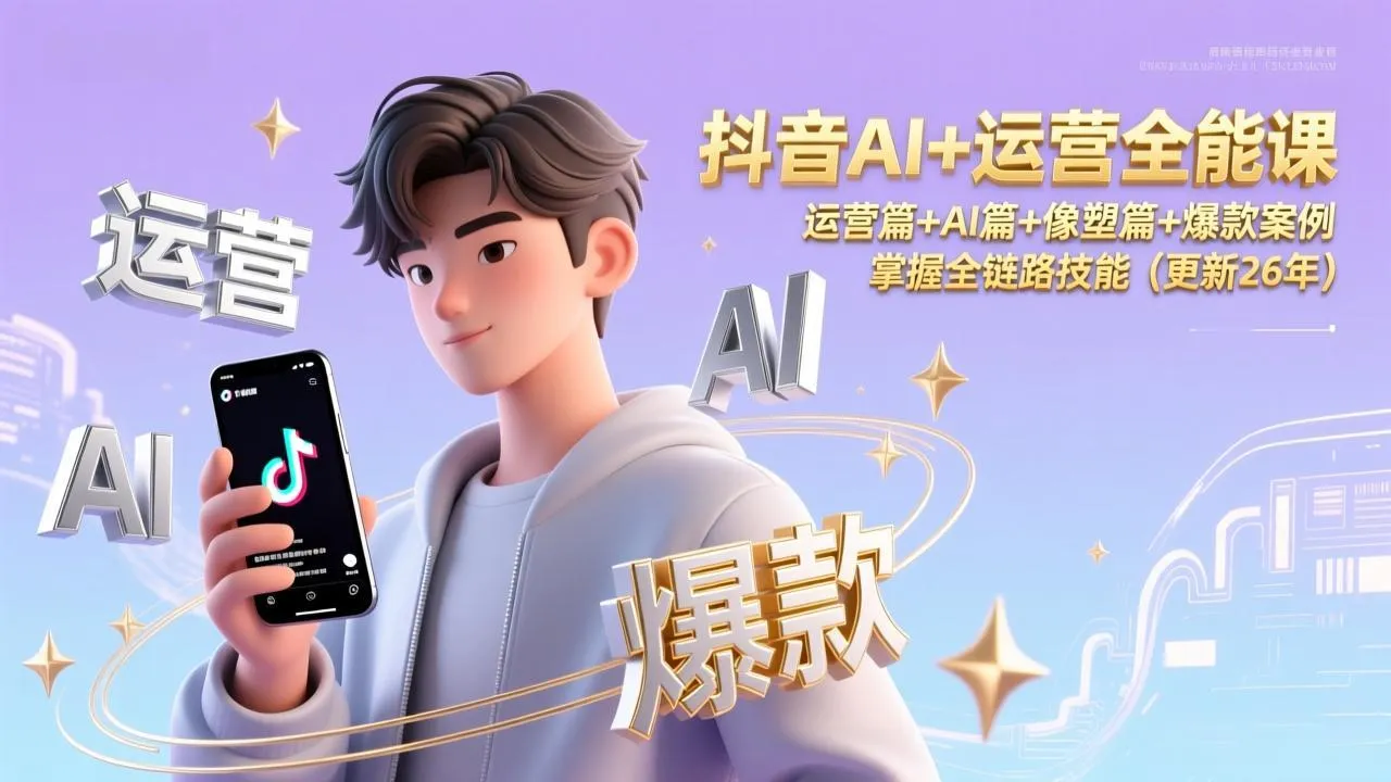 抖音AI+运营全能课，运营篇+AI篇+像塑篇+爆款案例，掌握全链路技能(更新26年-温久网络