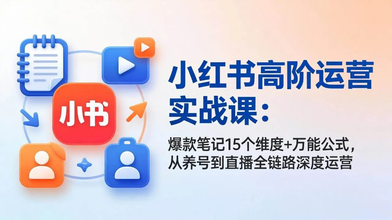 （17844期）小红书高阶运营实战课：爆款笔记15个维度+万能公式，从养号到直播全链路深度运营-温久网络