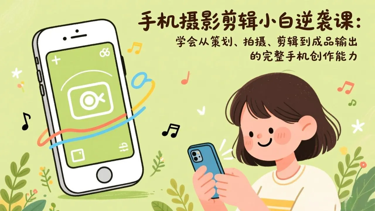 手机摄影剪辑小白逆袭课：学会从策划、拍摄、剪辑到成品输出的完整手机创作能力-温久网络