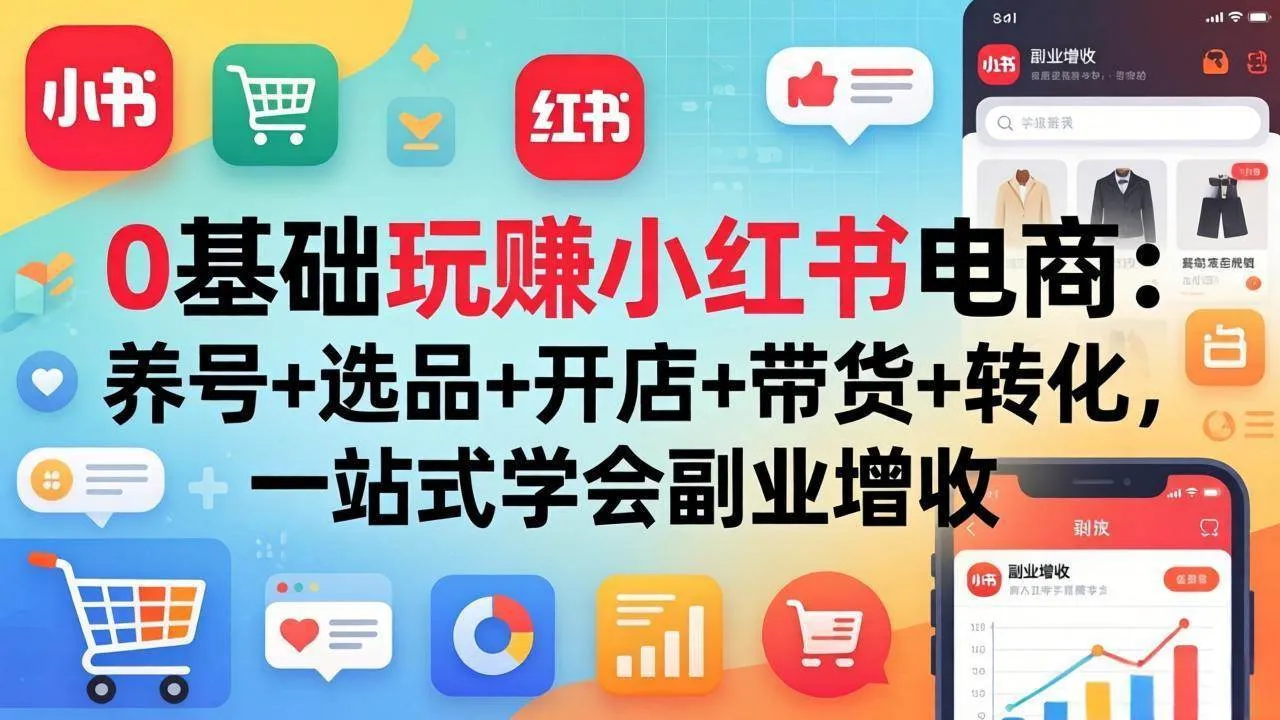 （17949期）0基础玩赚小红书电商：养号+选品+开店+带货+转化，一站式学会副业增收-温久网络