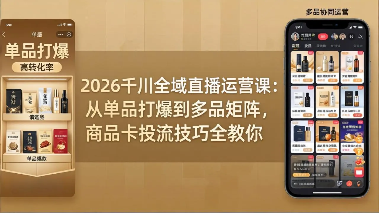 2026千川全域直播运营课：从单品打爆到多品矩阵，商品卡投流技巧全教你-温久网络