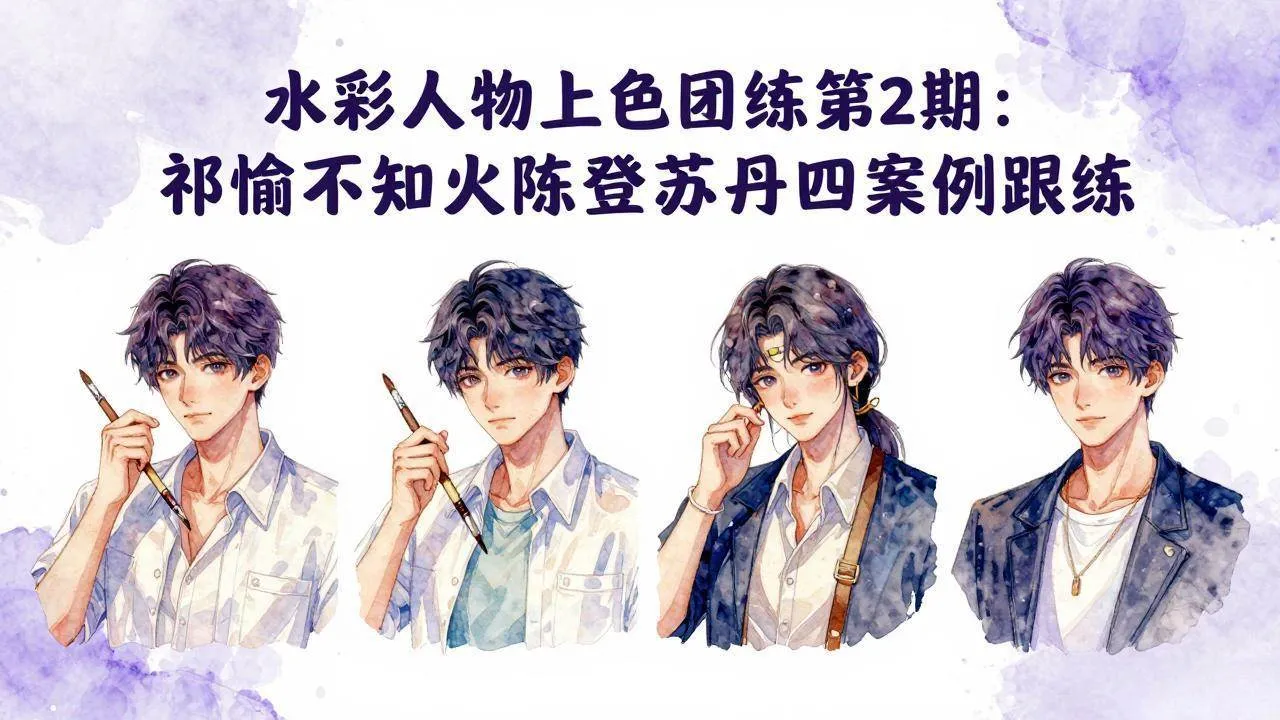 （17954期）水彩人物上色团练第2期：祁煜不知火陈登苏丹四案例跟练，手把手提升绘画能力-温久网络