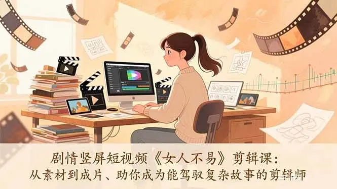 （17305期）剧情竖屏短视频《女人不易》剪辑课：从素材到成片、助你成为能驾驭复杂故事的剪辑师-温久网络