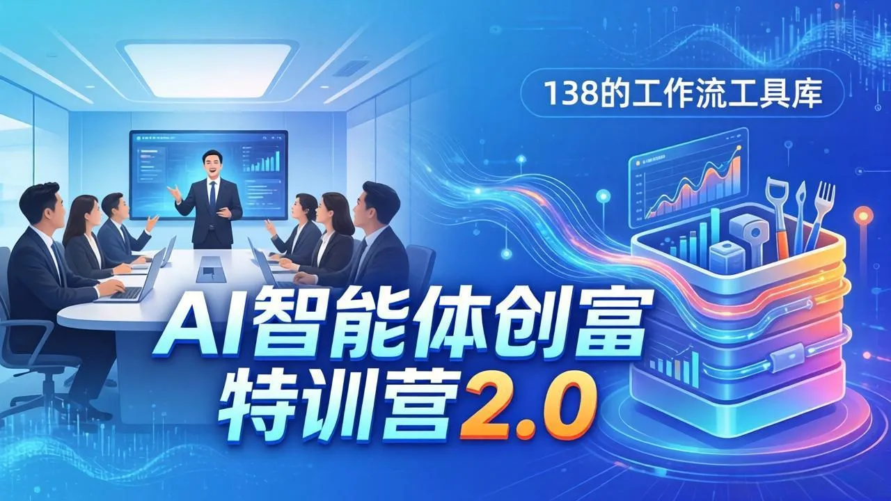 AI智能体创富训练营2.0：3天闭门直播+视频课+工具库，从0到1搭建智能体附138个工作流-温久网络