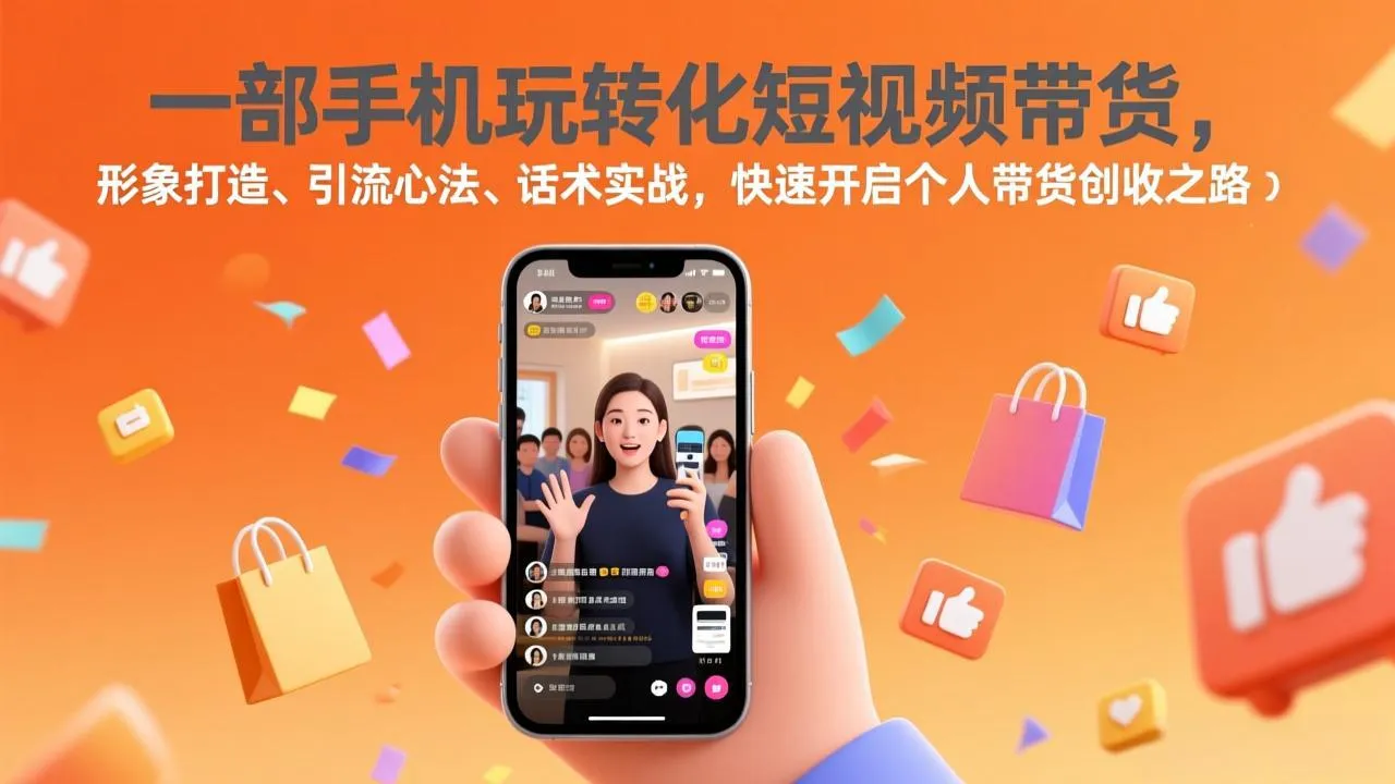 一部手机玩转化短视频带货，形象打造、引流心法、话术实战，快速开启个人带货创收之路-温久网络