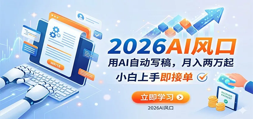 AI赚钱的新风口，用AI自动写稿，月入两万起，小白上手即接单-温久网络
