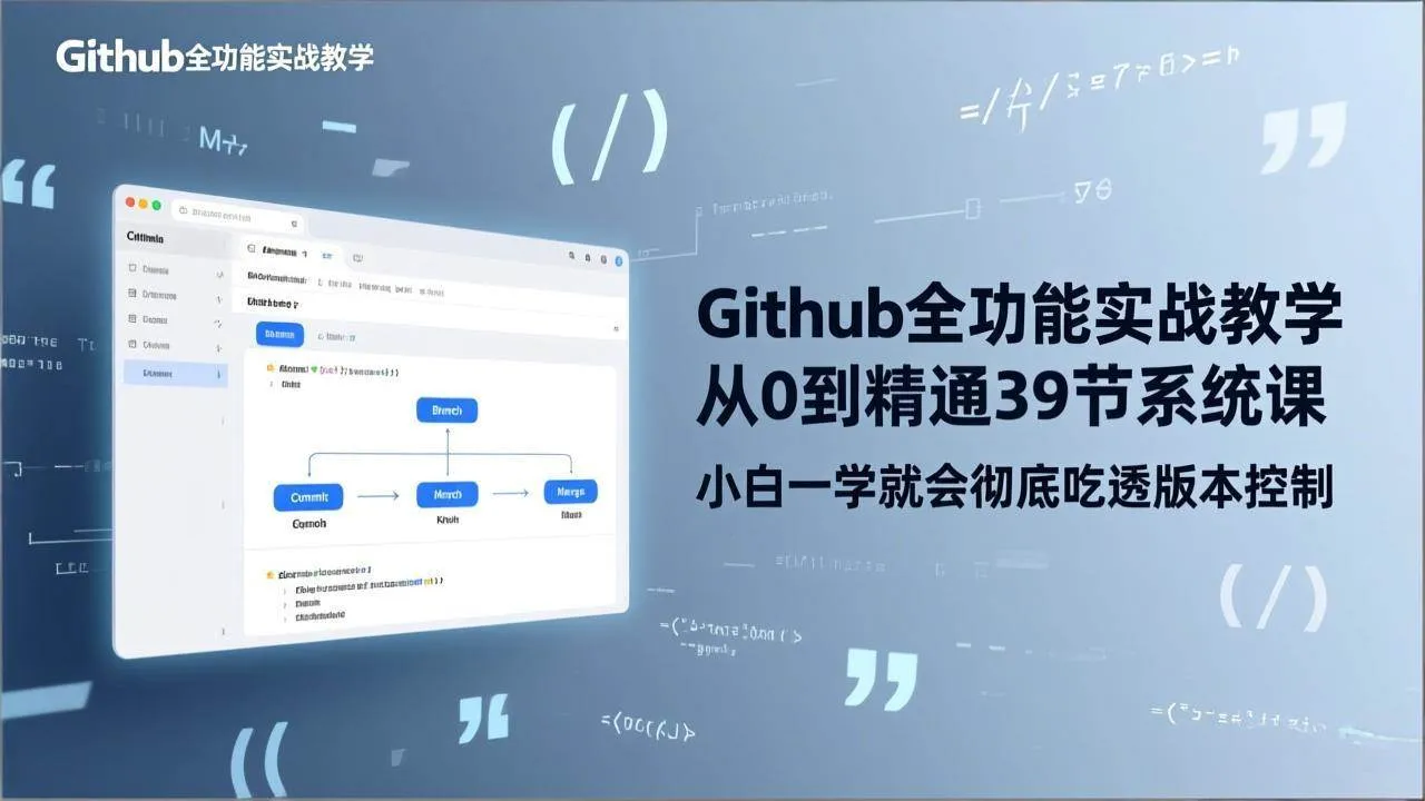 （17501期）GitHub-全功能实战教学，从0到精通39节系统课，小白一学就会彻底吃透版本控制-温久网络