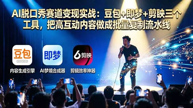 AI脱口秀赛道变现实战：豆包+即梦+剪映三个工具，把高互动内容做成批量复制流水线-温久网络