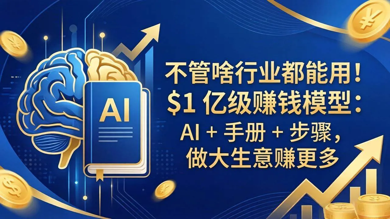 （18055期）不管啥行业都能用！$1 亿级赚钱模型：AI + 手册 + 步骤，做大生意赚更多-温久网络