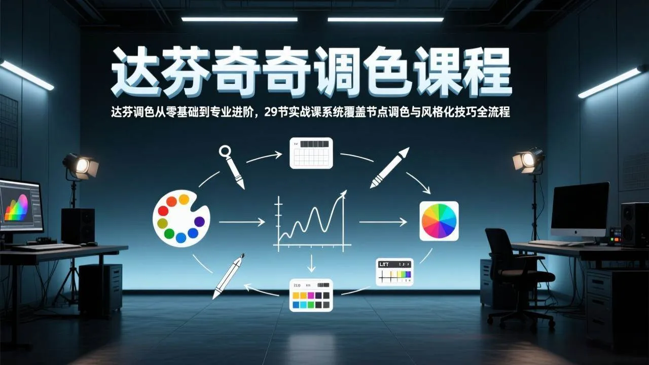 （17484期）达芬奇调色从零基础到专业进阶，29节实战课系统覆盖节点调色与风格化技巧全流程-温久网络