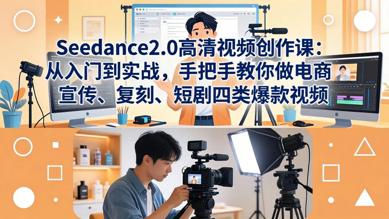Seedance2.0高清视频创作课：从入门到实战，手把手教你做电商、宣传、复刻、短剧四类爆款视频-温久网络