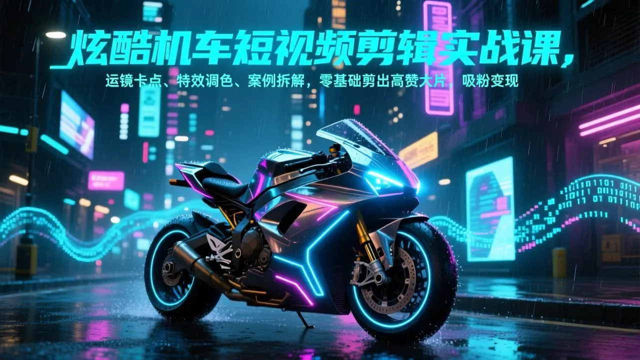 （17304期）炫酷机车短视频剪辑实战课，运镜卡点、特效调色、案例拆解，零基础剪出高赞大片，吸粉变现-温久网络