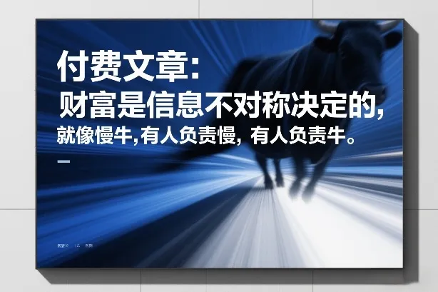 付费文章：财富是信息不对称决定的，就像慢牛，有人负责慢，有人负责牛-温久网络