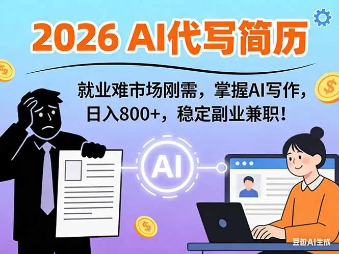 AI代写简历，超暴利，用万能模板月入1-3万实战教程，2026年市场刚需！-温久网络