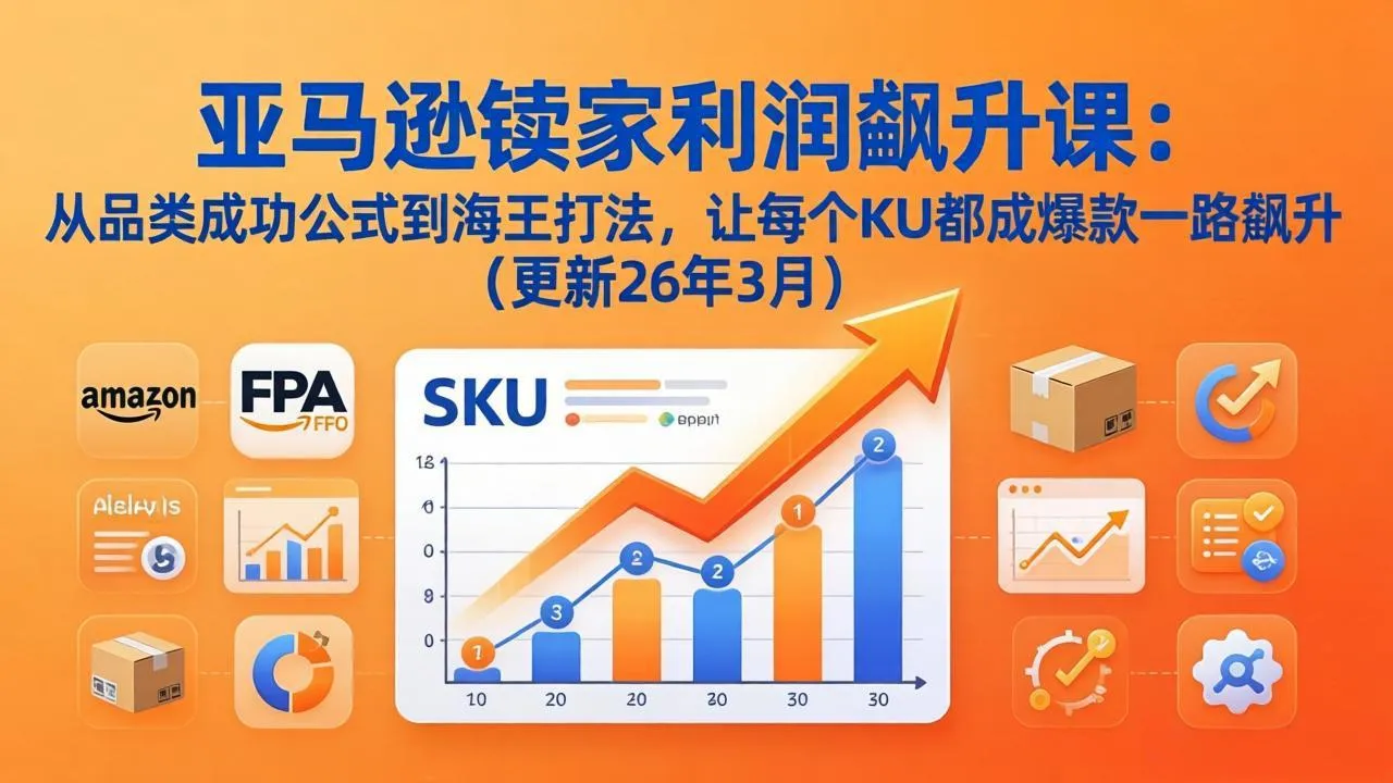 亚马逊卖家利润飙升课：从品类成功公式到海王打法，让每个SKU都成爆款一路飙升(更新26年3月-温久网络