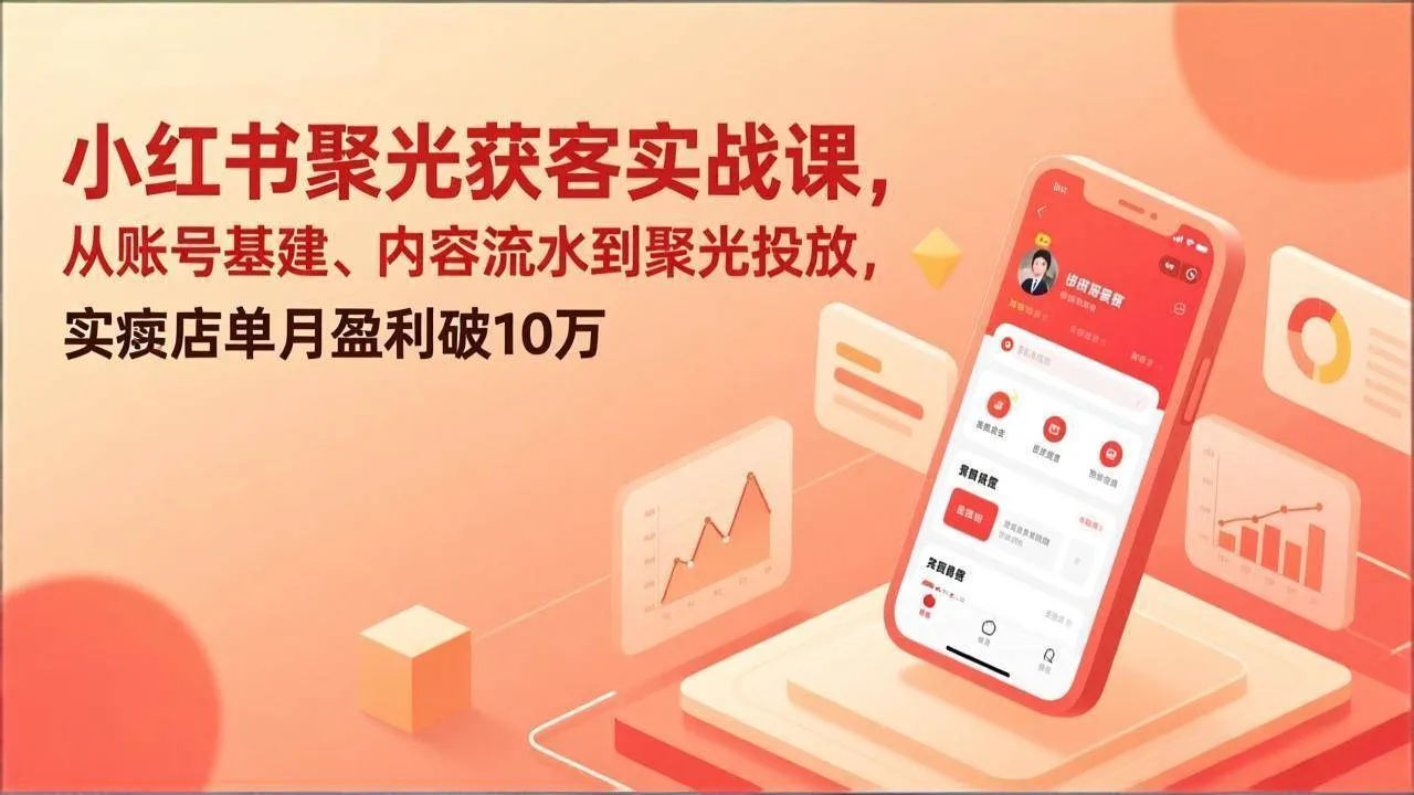 （17377期）小红书聚光获客实战课，从账号基建、内容流水到聚光投放，实体店单月盈利破10万-温久网络