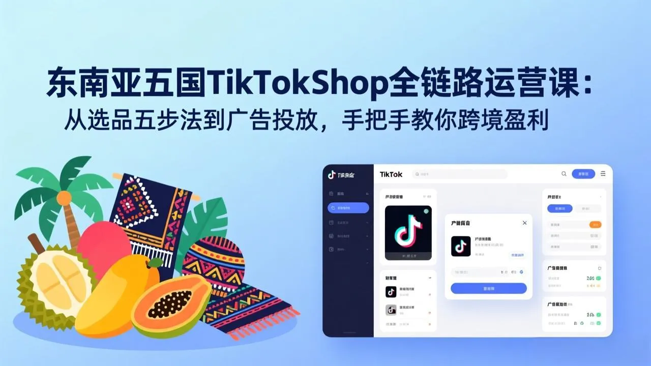 东南亚五国TikTok Shop全链路运营课：从选品五步法到广告投放，手把手教你跨境盈利-温久网络
