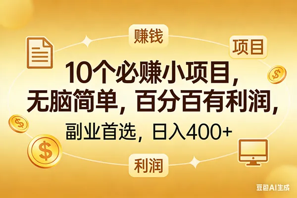 （17812期）10个必赚的小项目，百分百有利润，无脑简单，副业首选，日入400+-温久网络
