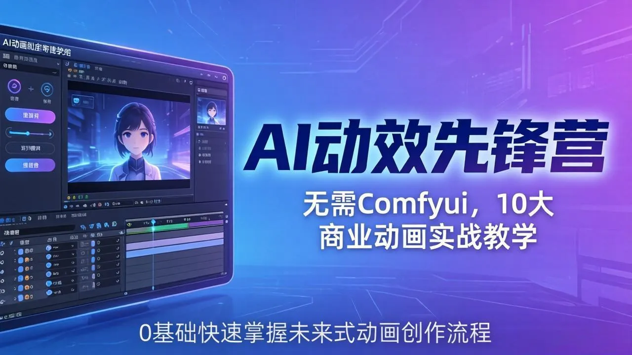 AI 动效先锋营：无需Comfyui，10大商业动画实战教学，0基础快速掌握未来式动画创作流程-温久网络
